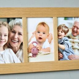 "Rackhams Solid Oak Three Aperture Picture Frame - For 6x4"" Photos - For 6""x4"" photos" - thumbnail 3