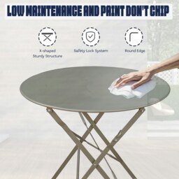 Rackhams Metal Bistro Garden Furniture Set, Folding Bistro Table and Chairs Set of 2 for Garden Patio Porch Balcony Set - Tan - thumbnail 6