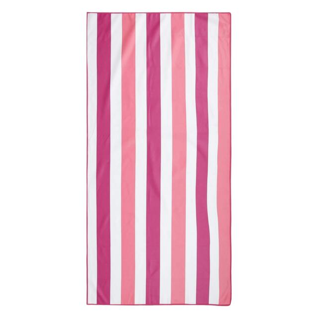 Rackhams Stripe Microfibre Beach Towel - Rose Violet/Pink Lemonade - One Size - Rose Violet/Pink Lemonade - 88% Polyester/12% Polyamide - image 1