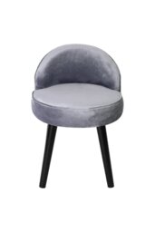 Rackhams Grey Velvet Low Back Dressing Footstool with Solid Wood Legs - Grey - thumbnail 3