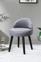 Rackhams Grey Velvet Low Back Dressing Footstool with Solid Wood Legs - Grey - thumbnail 2
