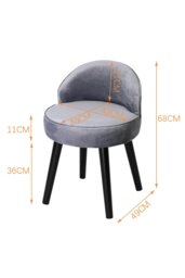 Rackhams Grey Velvet Low Back Dressing Footstool with Solid Wood Legs - Grey - thumbnail 6