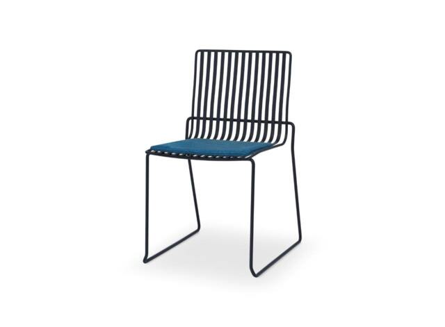 Rackhams Finn Dining Chairs - Matt Black - Blue Seat Pad - image 1