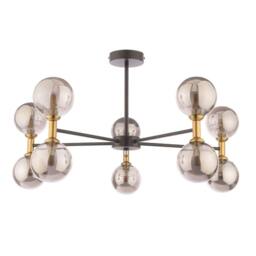 Rackhams Loxley 10 Light Black & Gold Semi Flush Ceiling Light - thumbnail 4