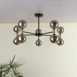 Rackhams Loxley 10 Light Black & Gold Semi Flush Ceiling Light - thumbnail 2