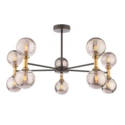 Rackhams Loxley 10 Light Black & Gold Semi Flush Ceiling Light - thumbnail 3