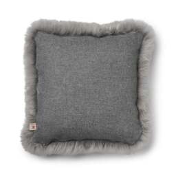 Rackhams Long-Wool Sheepskin Cushion - 52x52 cm - Stone/Light Grey - thumbnail 1