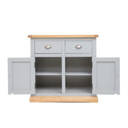 Rackhams Bomporto Light Grey 2 Drawer 2 Door Sideboard Chrome Cup Handle - Light Grey - thumbnail 5