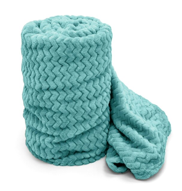 Rackhams Moda Ribbed Chevron Super Soft Blanket - 150cm x 200cm - Duck Egg - image 1