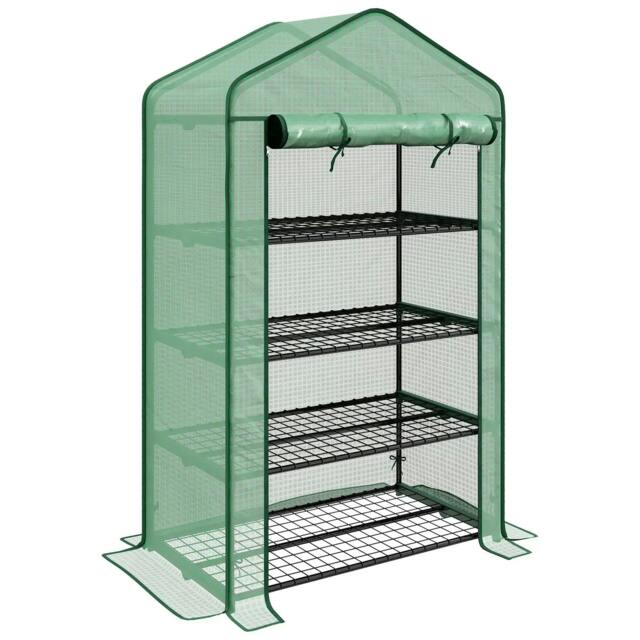 Rackhams Four-Tier Mini Greenhouse, with Reinforced Plastic Cover - image 1