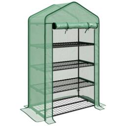 Rackhams Four-Tier Mini Greenhouse, with Reinforced Plastic Cover - thumbnail 1