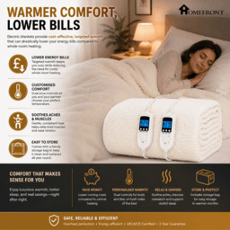 Rackhams King Size Luxury Fleece Electric Blanket With Digital Control, 9 Heat Settings and Timer Setting - thumbnail 2