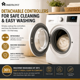 Rackhams King Size Luxury Fleece Electric Blanket With Digital Control, 9 Heat Settings and Timer Setting - thumbnail 3