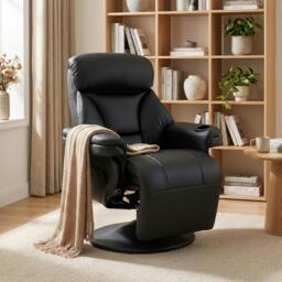 Rackhams Upholstered Reclining Armchair with Adjustable Backrest - Black
