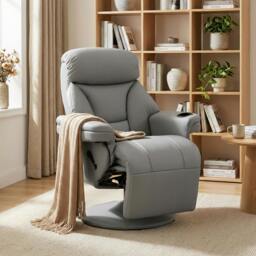 Rackhams Upholstered Reclining Armchair with Adjustable Backrest - Black - thumbnail 6