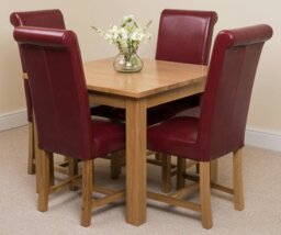 Rackhams Oslo 90 x 90cm Small Square Oak Dining Set with Washington Leather Chairs - 1 - 4 chairs - Ivory - thumbnail 2