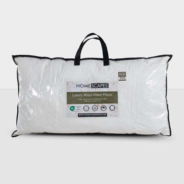 "Rackhams Premium Wool King Size Pillow with Quilted Case, 19 x 35""" - image 1