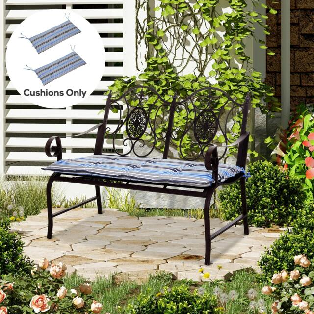 Rackhams 2 Pieces Replacement Cushions for Garden Bench, with Strips, Blue - Blue - image 1