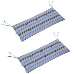 Rackhams 2 Pieces Replacement Cushions for Garden Bench, with Strips, Blue - Blue - thumbnail 2