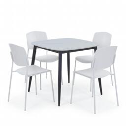 Rackhams Aspen Dining Set - White Sintered Stone Square Table & 4 Academy Dining Chairs - Green - thumbnail 4