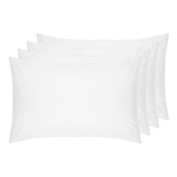 Rackhams Percale Housewife Pillowcase (Pack of 4) - White - 51cm x 76cm - White - 100% Combed Cotton - thumbnail 1