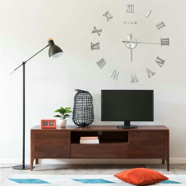 Rackhams 3D Wall Clock Modern Design Silver 100 cm XXL