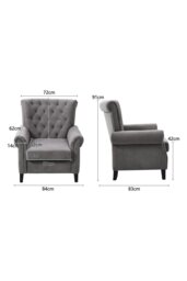 Rackhams Grey Tufted Upholstered Wingback Armchair - Grey - thumbnail 6
