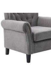 Rackhams Grey Tufted Upholstered Wingback Armchair - Grey - thumbnail 5