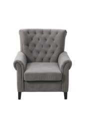 Rackhams Grey Tufted Upholstered Wingback Armchair - Grey - thumbnail 3