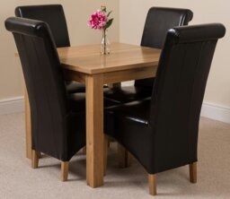 Rackhams Oslo 90 x 90cm Small Square Oak Dining Set with Montana Leather Chairs - 1 - 4 chairs - Brown - thumbnail 3