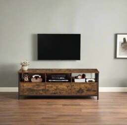 Rackhams Industrial TV Stand for up to 65-Inch TV – Media Console with 3 Drawers & 3 Open Shelves - thumbnail 2