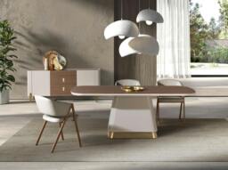 Rackhams Rectangular dining table in walnut and beige wood 1166 - thumbnail 4