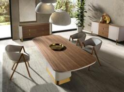 Rackhams Rectangular dining table in walnut and beige wood 1166 - thumbnail 1