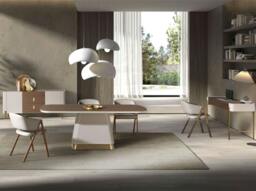 Rackhams Rectangular dining table in walnut and beige wood 1166 - thumbnail 5