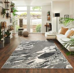 Rackhams Parma Modern Shimmer Rug - Grey - 200cm x 290cm (6.5ft x 9.5ft) - thumbnail 4