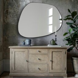 Rackhams Modern Pebble Metal Wall Mirror - 122cm x 94cm - Black - thumbnail 1