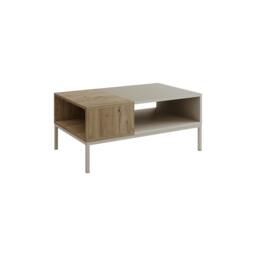 Rackhams Modern Rectangular Coffee Table with Dual-Side Open Shelf Storage, Living Room, Office, Metal Legs - Sandstone - thumbnail 2