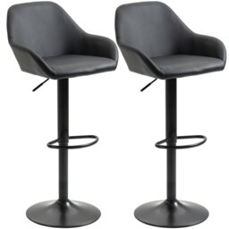 Rackhams Adjustable Bar Stools Set of 2, Swivel Barstool W/ Footrest Black - Dark brown - thumbnail 3