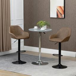 Rackhams Adjustable Bar Stools Set of 2, Swivel Barstool W/ Footrest Black - Dark brown - thumbnail 1