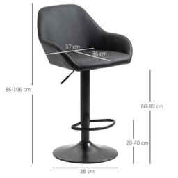 Rackhams Adjustable Bar Stools Set of 2, Swivel Barstool W/ Footrest Black - Dark brown - thumbnail 6