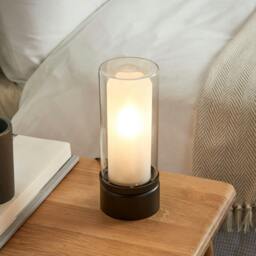 Rackhams Chepstow Matte Black & Glass Touch Table Lamp - thumbnail 1
