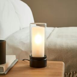 Rackhams Chepstow Matte Black & Glass Touch Table Lamp - thumbnail 3