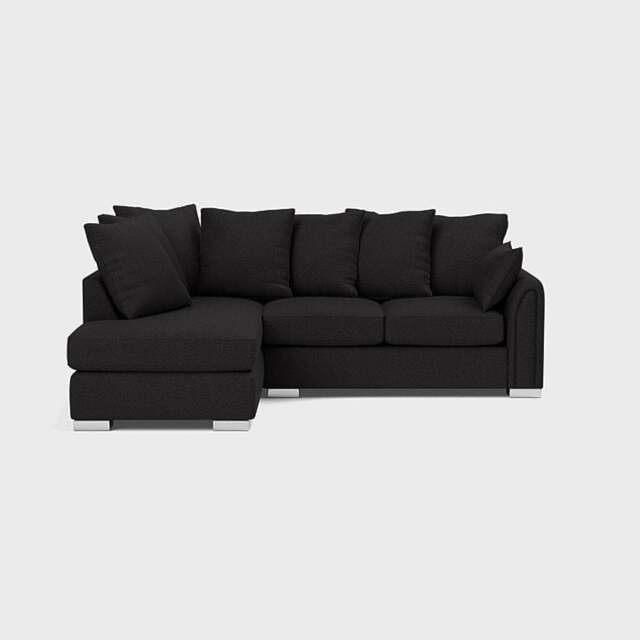 Rackhams Chiswick Chenille 4 Seater Fabric Corner Sofa in Black with Footstool - Left Hand Corner - image 1