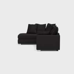 Rackhams Chiswick Chenille 4 Seater Fabric Corner Sofa in Black with Footstool - Left Hand Corner - thumbnail 5