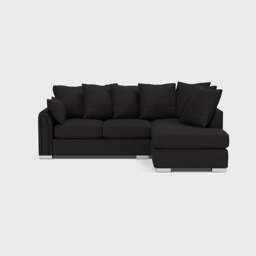 Rackhams Chiswick Chenille 4 Seater Fabric Corner Sofa in Black with Footstool - Left Hand Corner - thumbnail 4