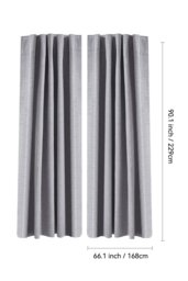 Rackhams 2 Panels Grey Faux Linen Back Tab or Rod Pocket Blackout Curtains for Bedroom, Living Room , 168cm W x 229cm H - Grey - thumbnail 6