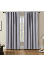 Rackhams 2 Panels Grey Faux Linen Back Tab or Rod Pocket Blackout Curtains for Bedroom, Living Room , 168cm W x 229cm H - Grey - thumbnail 2