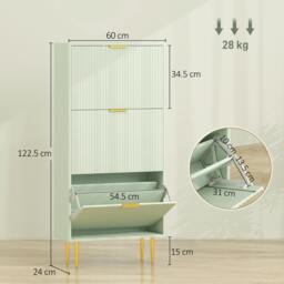 Rackhams Slim Shoe Storage Cabinet with Flip Drawers for Hallway - Green - 105 x 24 x 91.5 cm - thumbnail 4