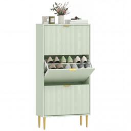 Rackhams Slim Shoe Storage Cabinet with Flip Drawers for Hallway - Green - 105 x 24 x 91.5 cm - thumbnail 3