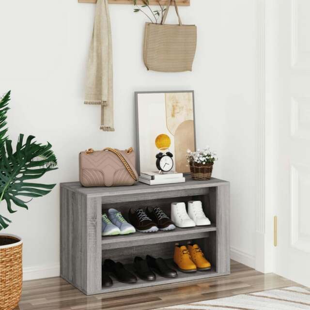 Rackhams Shoe Rack Grey Sonoma 75x35x45 cm Engineered Wood